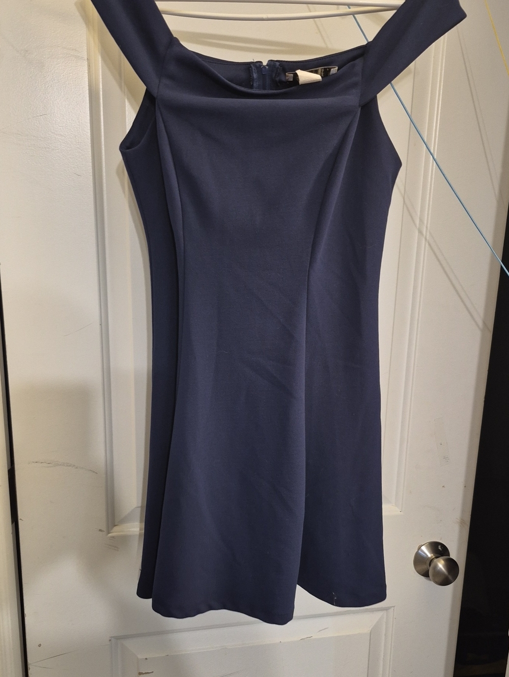 Off-Shoulder Navy Mini Dress